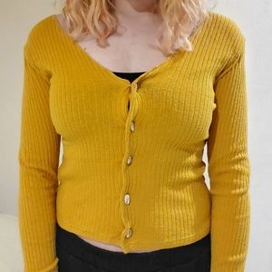 ZARA yellow cartigan sweater - small